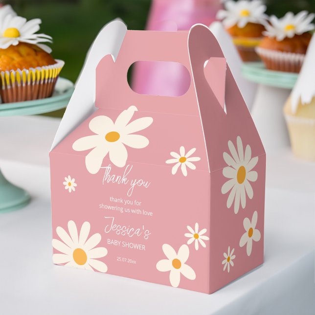 Caixinha De Lembrancinhas Daisy retro rosa chá de fraldas do deserto (Daisy retro pink desert baby shower boho favor box baby shower favors personalized favor box)