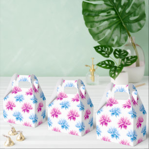 Caixinha De Lembrancinhas Dália Rosa, Dália Azul, Padrão Floral, Flores