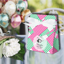 Caixinha De Lembrancinhas Dama de Chapéu Derby Grande Rosa Quente Listras Ve