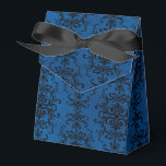 Caixinha De Lembrancinhas Damasco Gótico Preto e Azul<br><div class="desc">Cor damasco rústica da vintage negra em uma caixa de presentes de textura azul angustiada,  ideal para casamentos góticos ou halloween!</div>