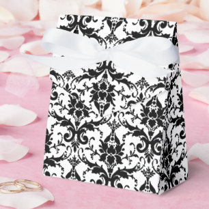 Caixinha De Lembrancinhas Damasco preto e branco casamento personalizado