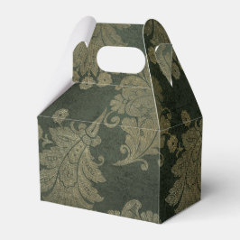 Caixinha De Lembrancinhas Damasco verde e Dourado