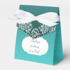 Caixinha De Lembrancinhas Damask Turquoise Weding Box