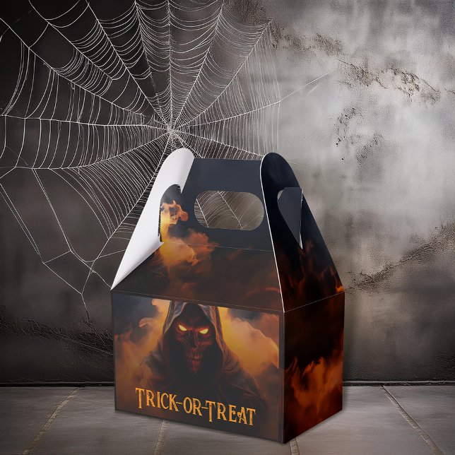 Caixinha De Lembrancinhas Demônio escuro com fumaça alaranjada halloween (Criador carregado)