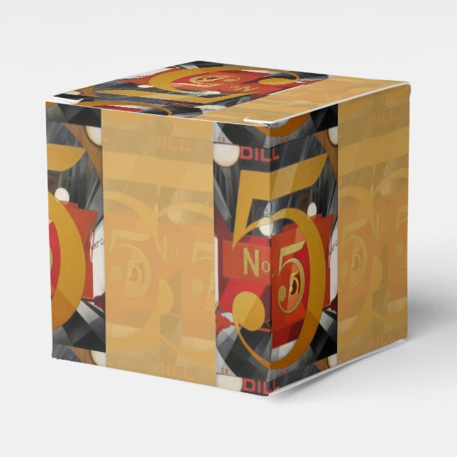 Caixinha De Lembrancinhas Demuth de Cubist de Arte Moderna Figura 5 em Doura (Frente)