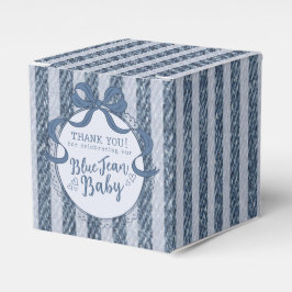 Caixinha De Lembrancinhas Denim Coquette Bow Blue Jean Baby Shower Favor Box