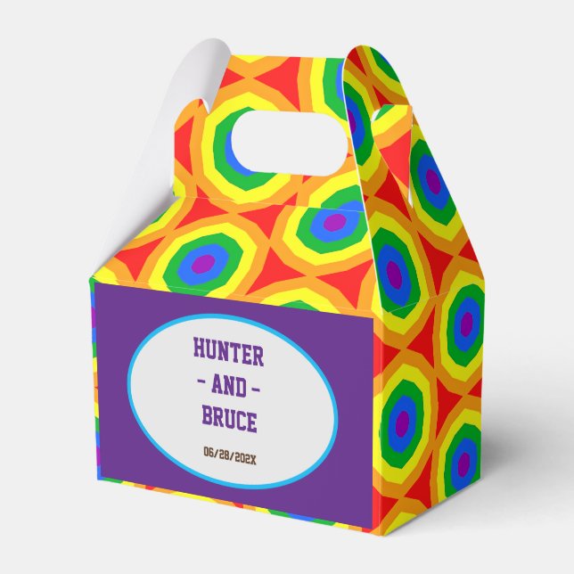 Caixinha De Lembrancinhas Desenho de Círculo Arco-íris LBGTQA+ (Frente)