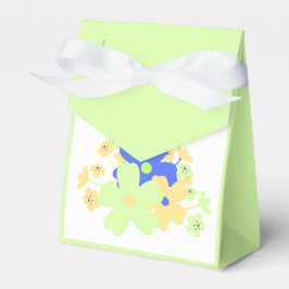 Caixinha De Lembrancinhas Desenho Floral Elegante em Verde Amarelo Azul