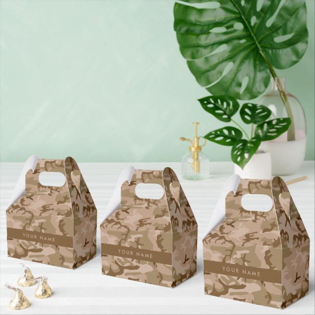 Caixinha De Lembrancinhas Desert Camouflage Patterno, seu nome, Personalize (Múltiplo)