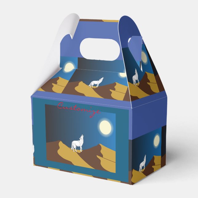 Caixinha De Lembrancinhas Desert Coyote Howling Full Moon Thunder_Cove (Frente)