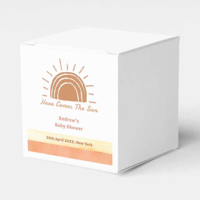 Caixinha De Lembrancinhas Deserto De Chic Boho Vem O Chuveiro Filho (Frente)