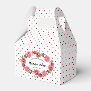Caixinha De Lembrancinhas Design das flores vermelhas e rosa das aquarelas