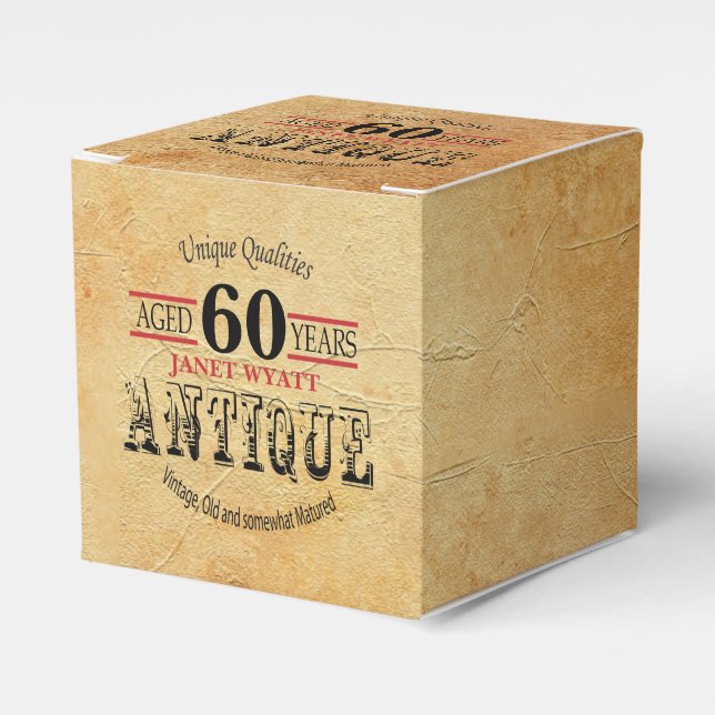 Caixinha De Lembrancinhas Design de Aniversário de 60 anos Antigo (Frente)