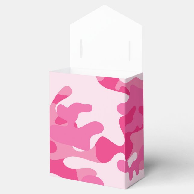 Caixinha De Lembrancinhas Design de Camo Cor-de-Rosa e Branco (Aberto)