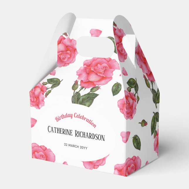 Caixinha De Lembrancinhas Design de Chique rosa com aquarela (Frente)