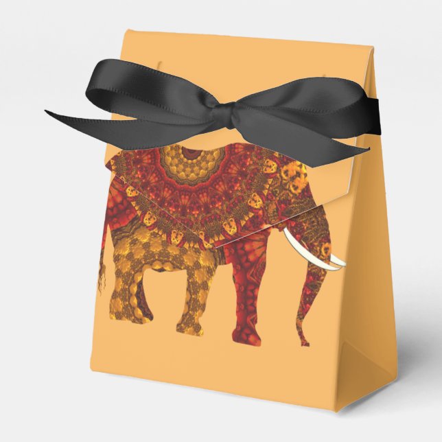 Caixinha De Lembrancinhas Design de Elefante Indiano Decorado do ornamentado (Frente)