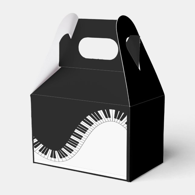 Caixinha De Lembrancinhas Design de Música Branca e Preto do Teclado Piano (Frente)