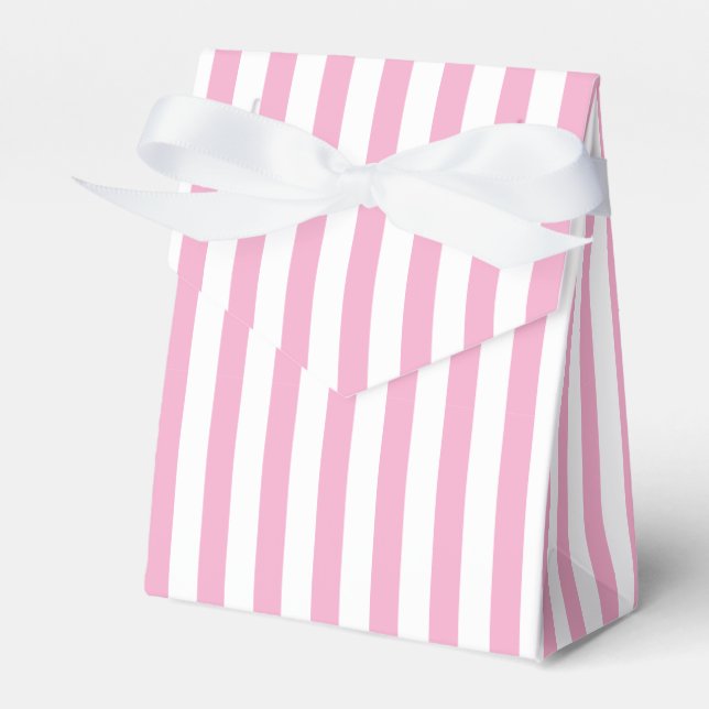 Caixinha De Lembrancinhas Design de padrão de listra vertical rosa branco (Frente)