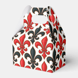 Caixinha De Lembrancinhas Design de padrão do Red Black Barroco Fleur-de-lis