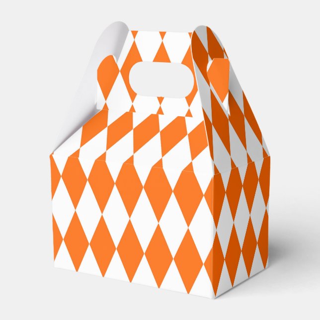 Caixinha De Lembrancinhas Design de Verificadores de Ouros Branco Laranja (Frente)