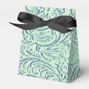 Caixinha De Lembrancinhas Design gráfico de Scrollwork do vintage azul verd