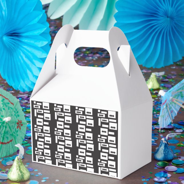 Caixinha De Lembrancinhas Design simétrico geométrico branco com nítido, cír (Festa)