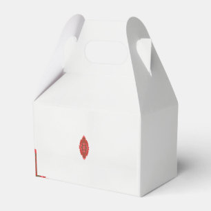 Caixinha De Lembrancinhas design vermelho e castanho sobre fundo branco