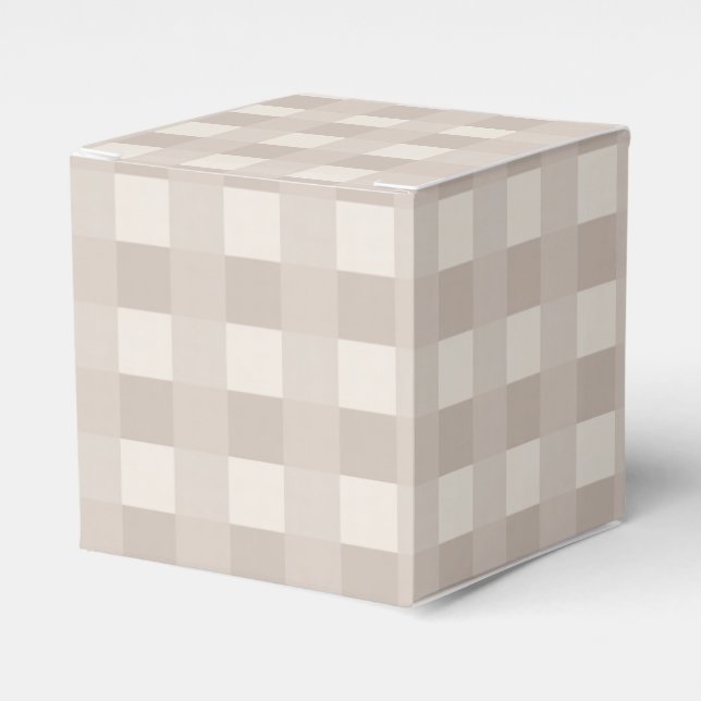 Caixinha De Lembrancinhas Design Xadrez Bege Minimalista (Frente)