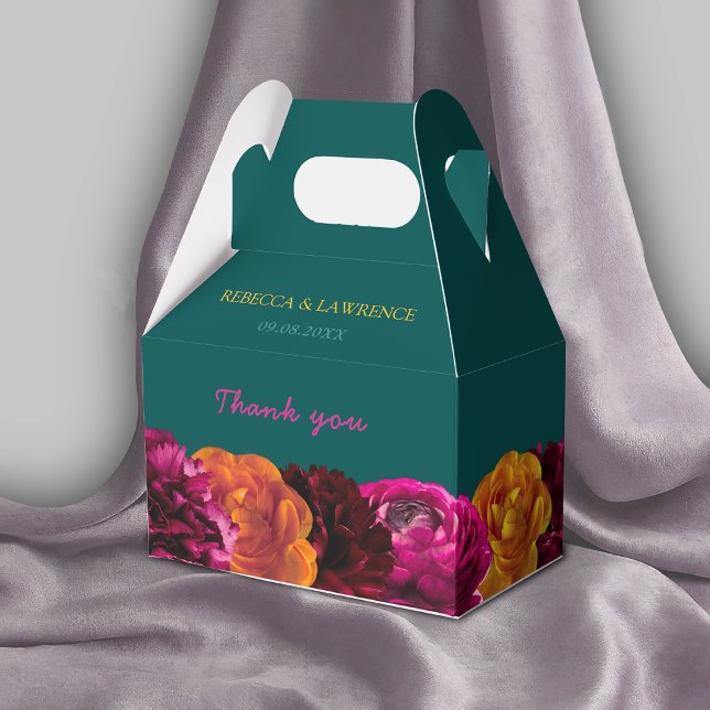 Caixinha De Lembrancinhas Detalhes do casamento floral verde-na moda brilhan (Criador carregado)