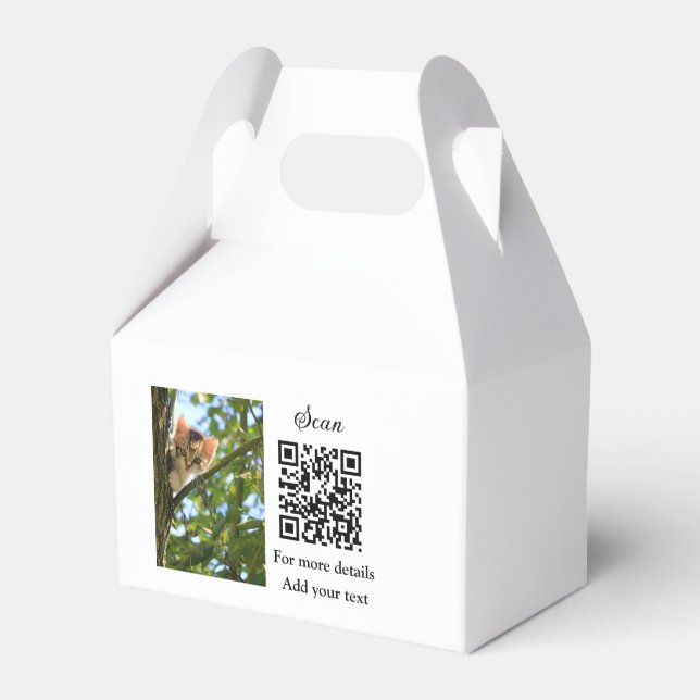 Caixinha De Lembrancinhas Detalhes simples do nome do animal QR código adici (Frente)