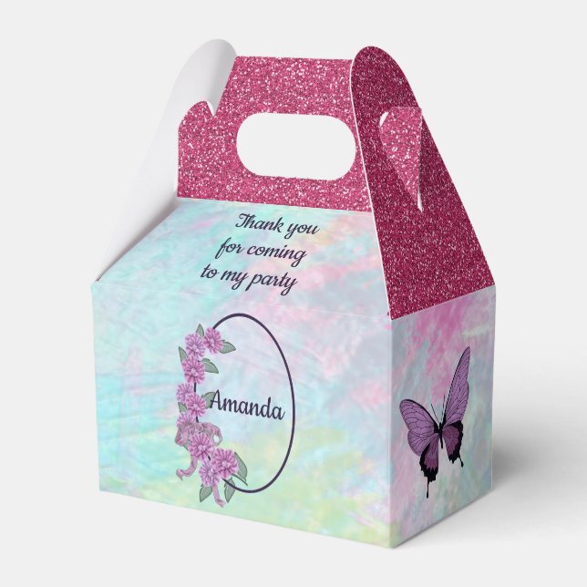 Caixinha De Lembrancinhas Dezesseis doces com ervilhas doces e borboletas (Frente)