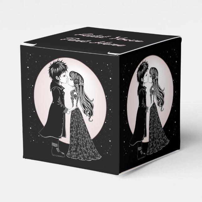 Caixinha De Lembrancinhas Dia de os namorados Gótico Beijo Gótico (Frente)