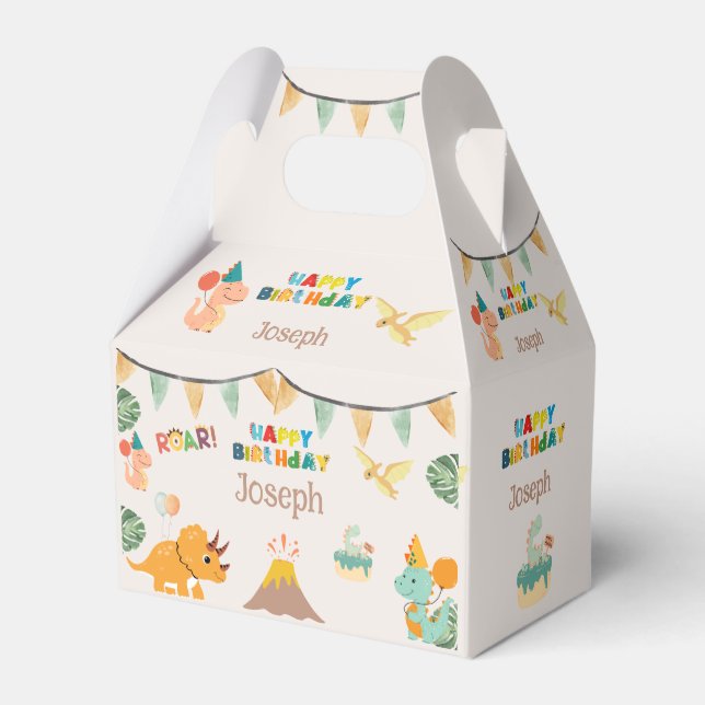 Caixinha De Lembrancinhas Dinossaur Birthday Boxe - Nome Personalizado (Verso)