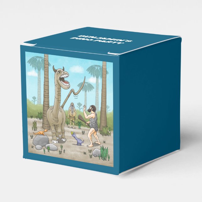 Caixinha De Lembrancinhas Dinossauros atendem à idade da pedra (Frente)