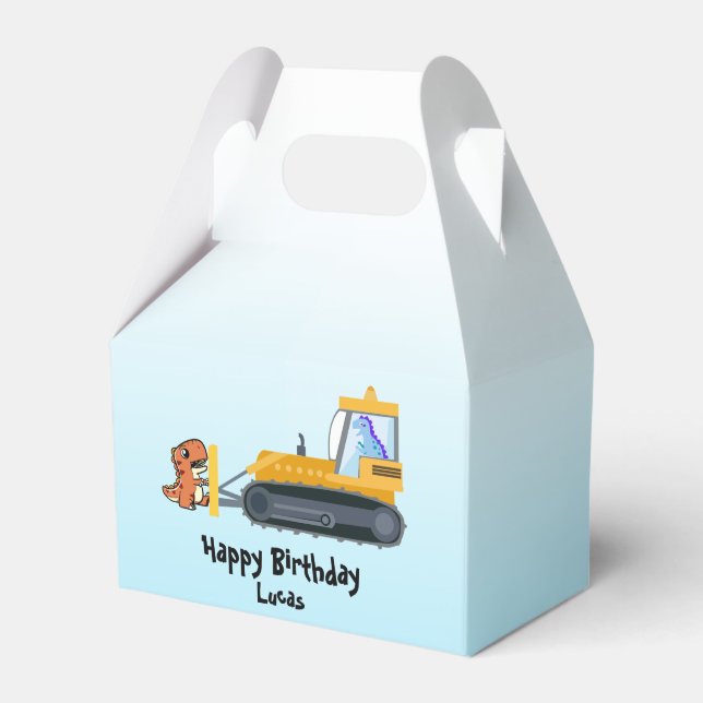 Caixinha De Lembrancinhas Diversão de um trator de dinossauro Fazenda Escola (Frente)