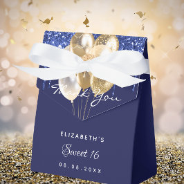 Caixinha De Lembrancinhas Doce 16 balões azuis de ouro marinho obrigado você