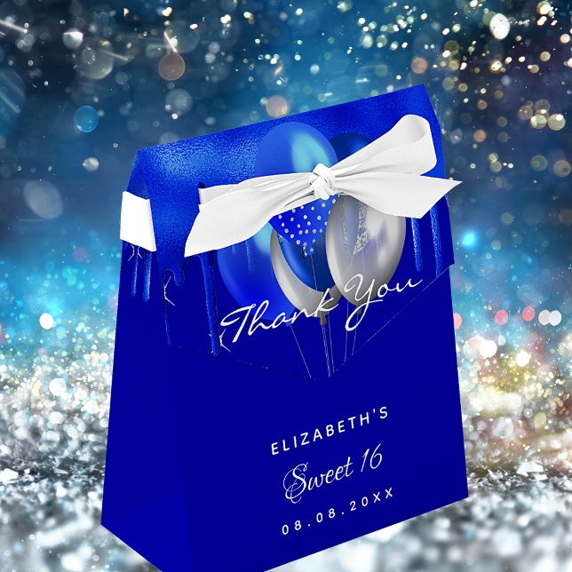 Caixinha De Lembrancinhas Doce 16 balões azuis reais obrigado você (Criador carregado)
