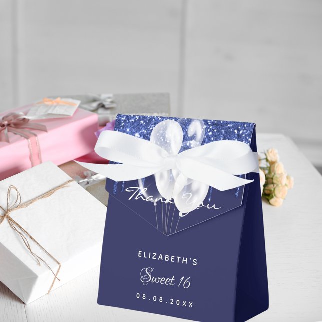 Caixinha De Lembrancinhas Doce 16 balões brancos azuis obrigado você (Criador carregado)