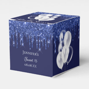 Caixinha De Lembrancinhas Doce 16 balões brancos azuis obrigado você