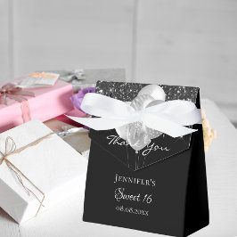 Caixinha De Lembrancinhas Doce 16 balões pretos de brilho prateado obrigado 