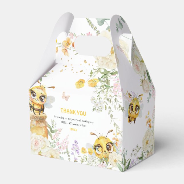 Caixinha De Lembrancinhas Doce para o aniversário de Bee Obrigado (Frente)