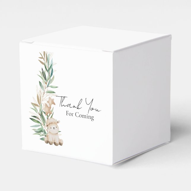 Caixinha De Lembrancinhas Doce Pequena Lamb Greenery Obrigado (Frente)