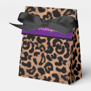 Caixinha De Lembrancinhas Doce roxo 16 da listra de Patt do leopardo