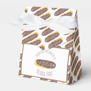 Caixinha De Lembrancinhas Donut de Chocolate em Aquarela Eclair Desenhado