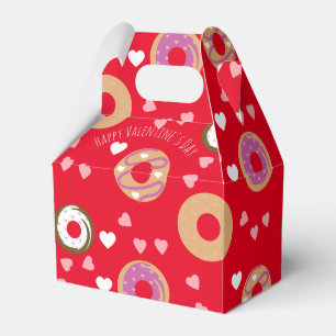 Caixinha De Lembrancinhas Donuts Dia dos Namorados Corações Vermelho Rosa