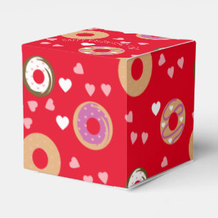 Caixinha De Lembrancinhas Donuts Dia dos Namorados Corações Vermelho Rosa