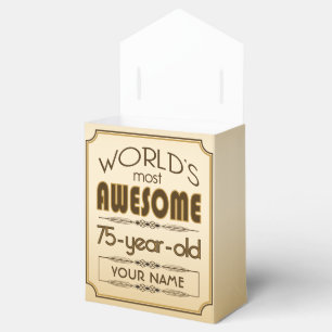 Caixinha De Lembrancinhas Dourada 75.ª Celebração de Aniversário do Mundo Me