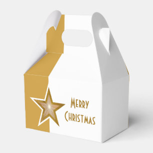 Caixinha De Lembrancinhas Dourada Estrela Feliz Natal - Branco