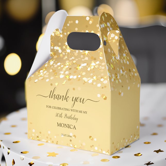 Caixinha De Lembrancinhas Dourada festa de aniversário elegante obrigado min (Gold birthday party elegant minimalist thank you favor box birthday party favors chic favor box)