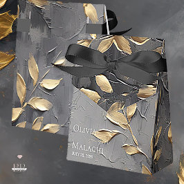 Caixinha De Lembrancinhas Dourada Folha Impasto Noir